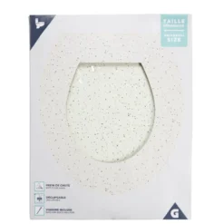 Abattant WC bois blanc motif granit déclipsable frein de chute taille universelle