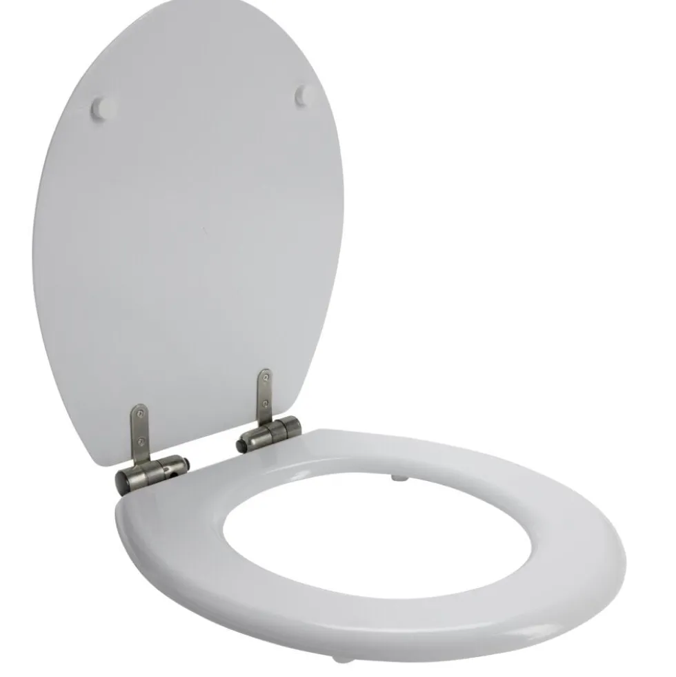 Abattant WC bois blanc motif granit déclipsable frein de chute taille universelle