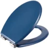 Abattant WC bois bleu avec frein de chute déclipsable réglable