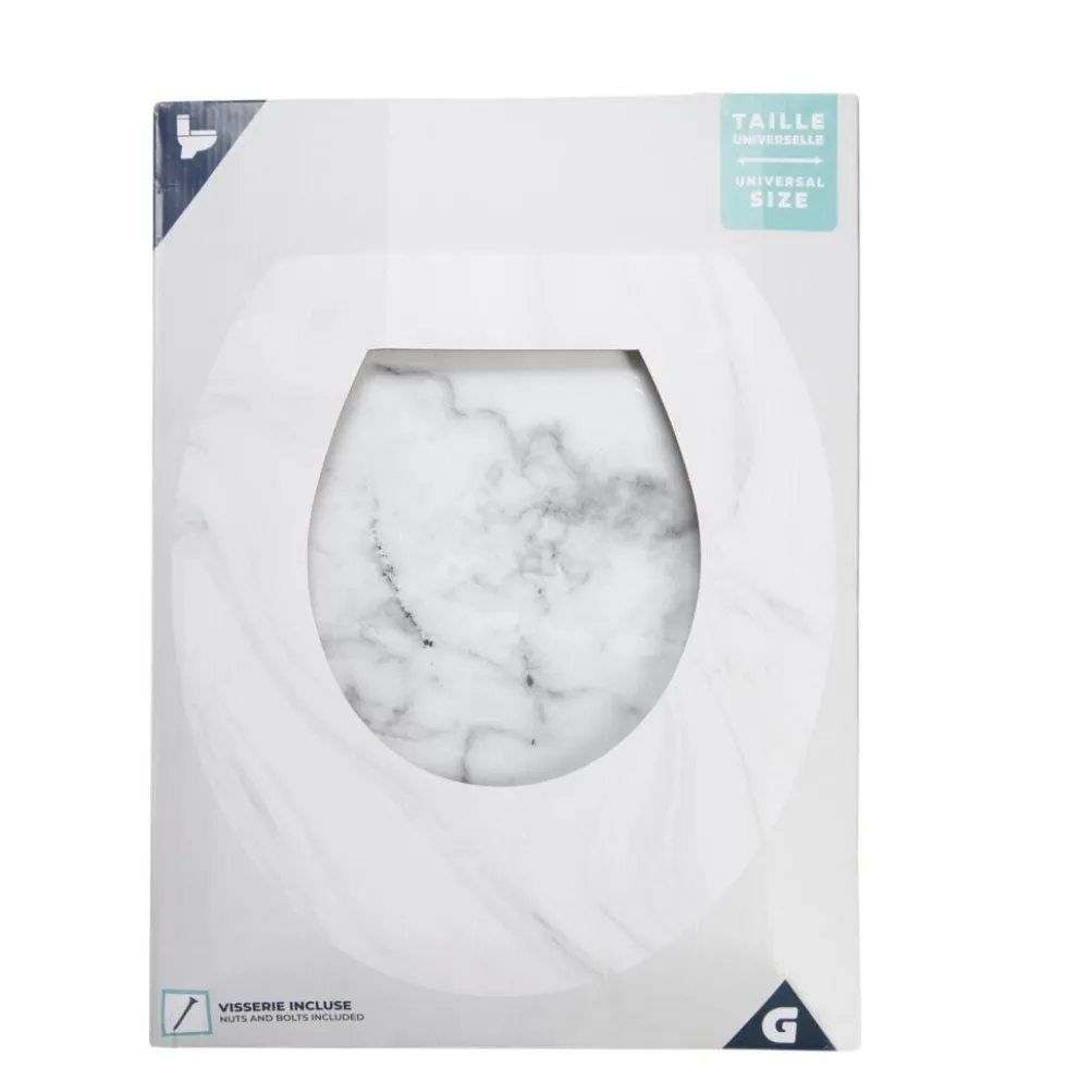 Abattant WC en bois façon marbre taille universelle