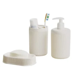 Accessoire salle de bain porte savon avec distributeur et gobelet