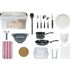Accessoires cuisine et vaisselle kit pour étudiant 40 pièces