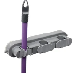 Accroche balai 3 emplacements plastique gris 29x6xH8cm