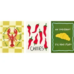 Affiche déco x3 papier thème cuisine 30x40cm (4 modèles)