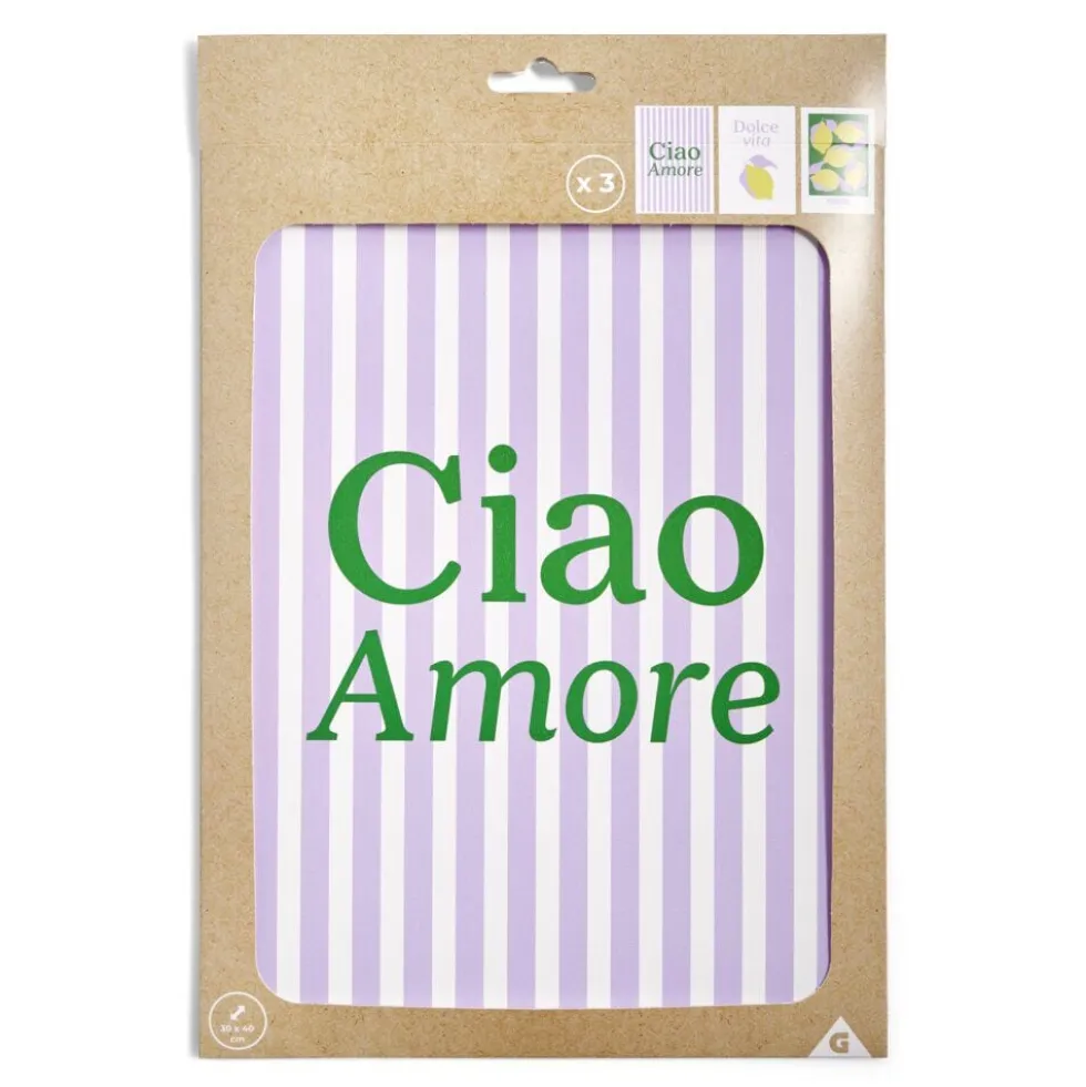 Affiche papier violet jaune et vert 30x40cm