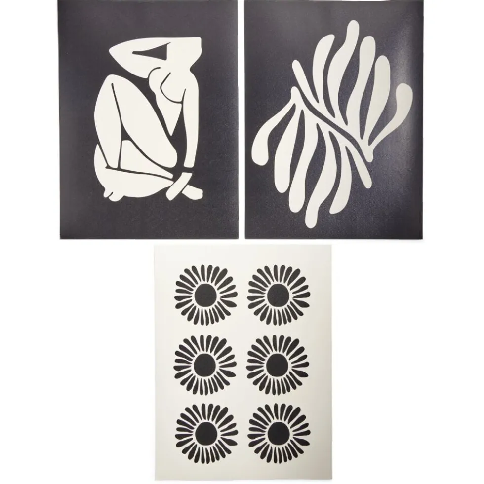 Affiche papier x3 thème contemporain noir et beige 30x40cm