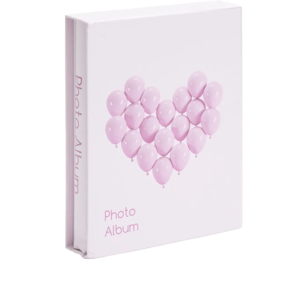 Album photo motif coeur 21x26cm - 2 modèles rose ou bleu