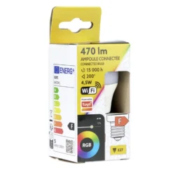 Ampoule LED connectée couleurs changeantes RGB 200° E27 470lms 4,5W