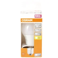 Ampoule LED E27 A60 blanc chaud Osram 8,5W=60W 806lms classe F