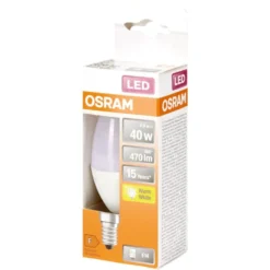 Ampoule LED E14 C35 blanc chaud Osram 4,9W=40W 470lms classe F