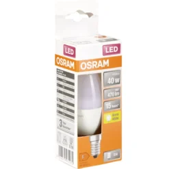 Ampoule LED E14 C35 blanc chaud Osram 4,9W=40W 470lms classe F