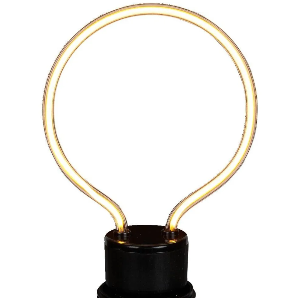 Ampoule LED E27 néon forme ampoule ronde jaune H15,5cm