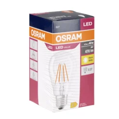 Ampoule LED filament E27 A60 blanc chaud Osram 4W=40W 470lms classe E