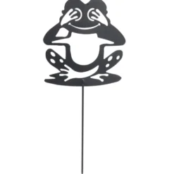 Animal déco à planter grenouille métal noir H37cm