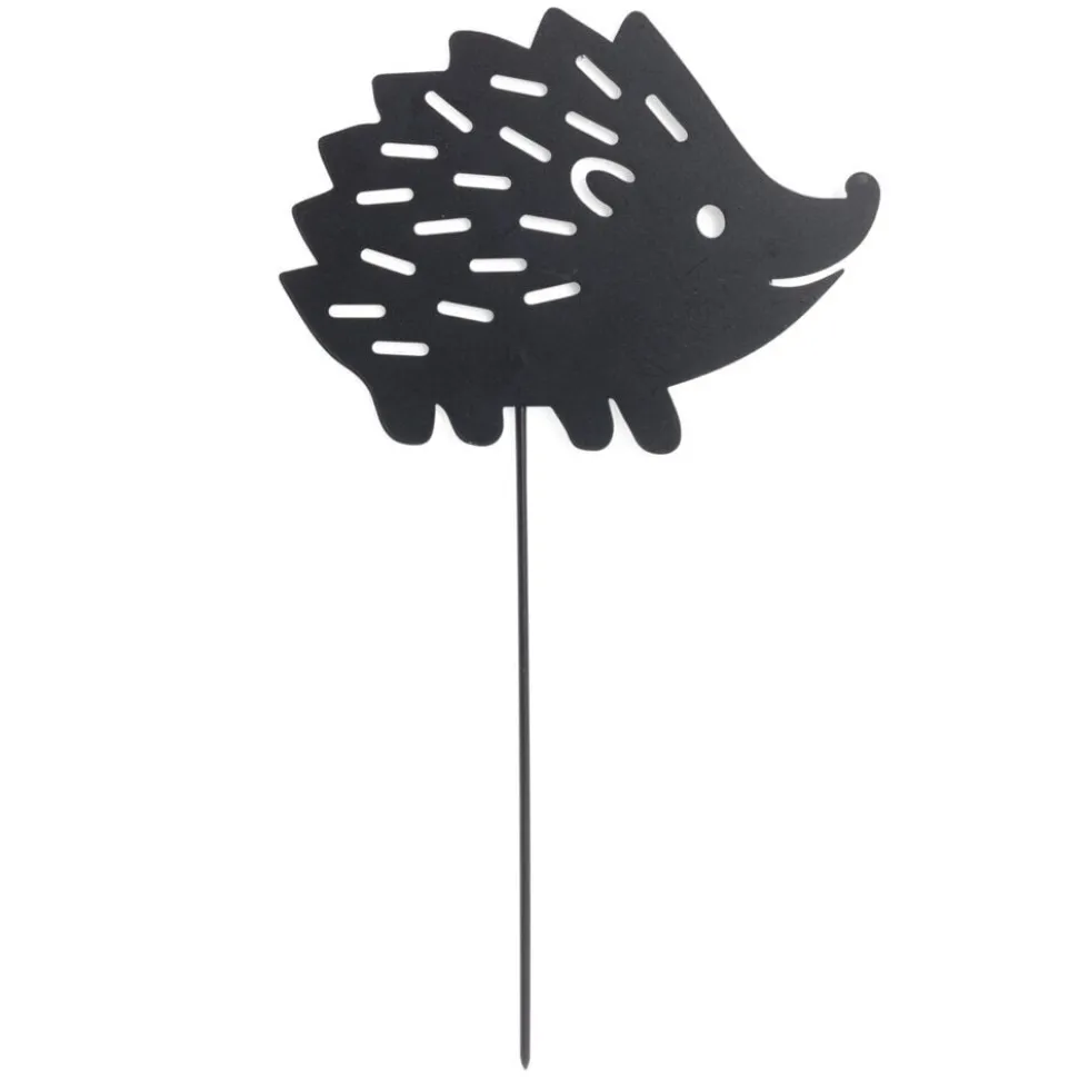 Animal déco à planter hérisson métal noir H37cm