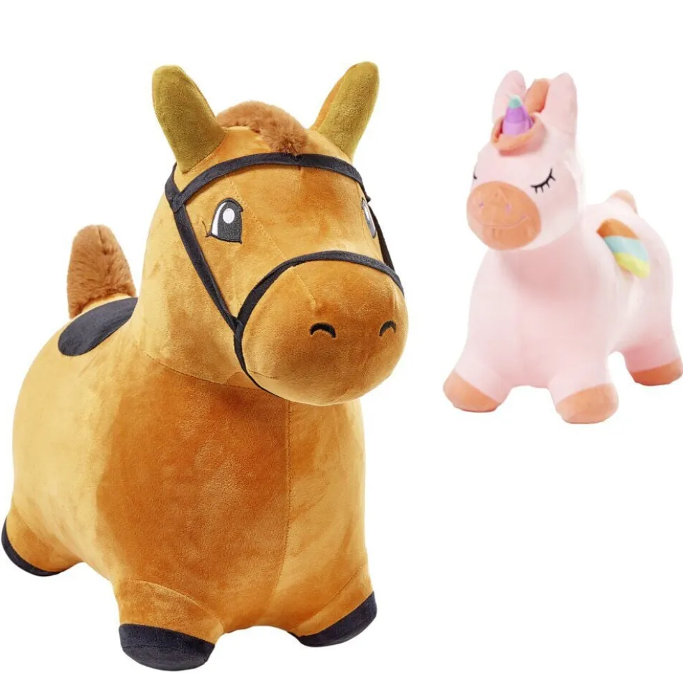 Animal sauteur cheval marron à gonfler 27x53xH53cm