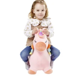 Animal sauteur licorne rose à gonfler 53x27xH53cm