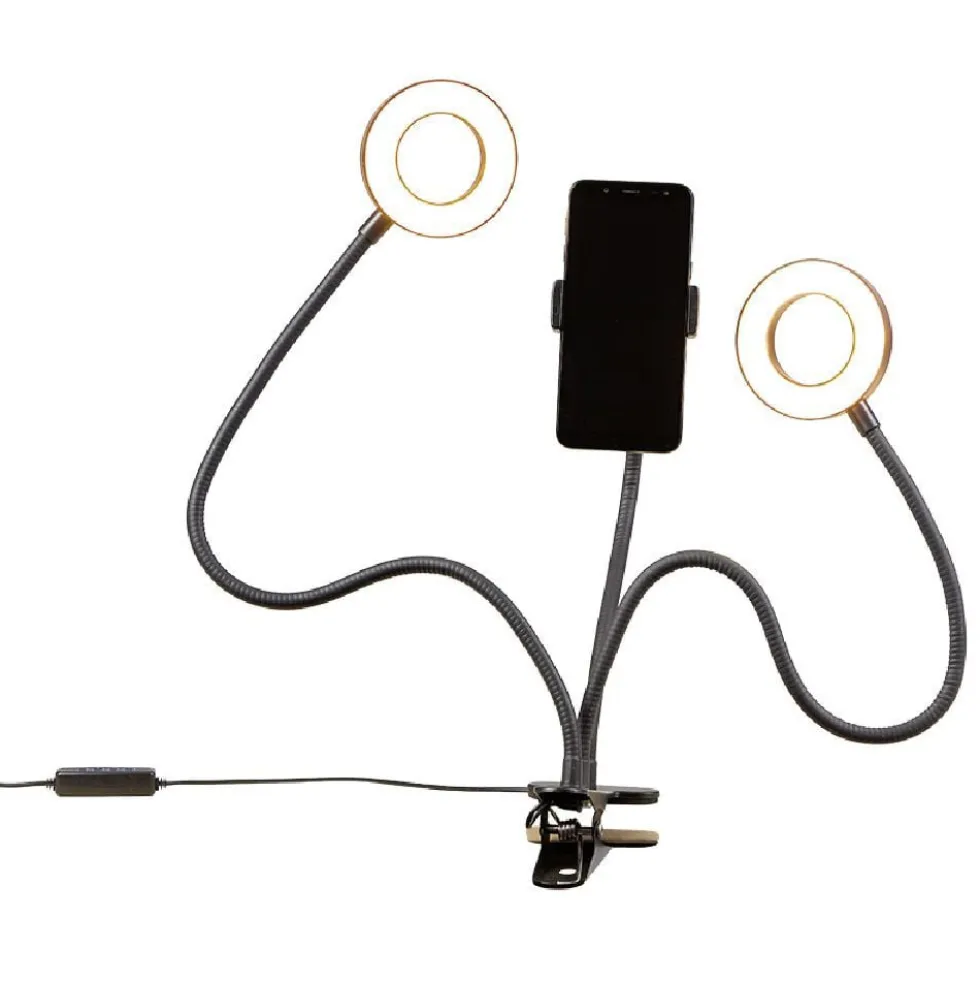 Anneau lumineux flexible à LED x2 avec support pour smartphone