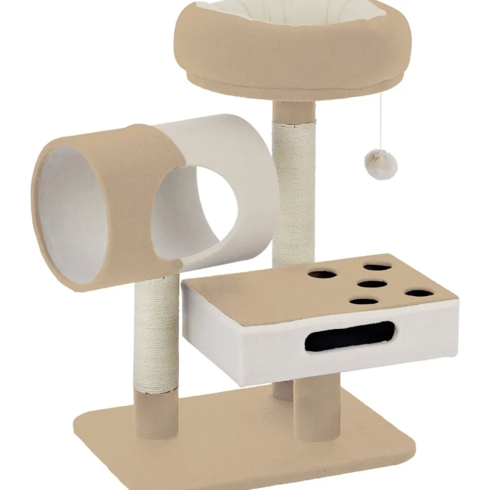 Arbre à chat 3en1 couchage jeux grattoirs blanc et gris