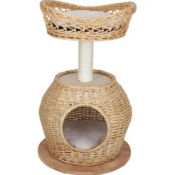 Arbre à chat en jacinthe beige Ø45xH72,5cm