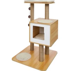 Arbre à chat 2 niveaux marron H84,5 cm