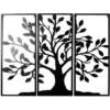 Arbre de vie triptyque décoration murale en métal noir L90xH70cm