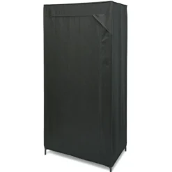 Armoire penderie en tissu noir 70x46xH146cm