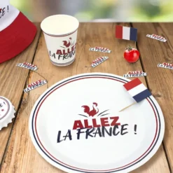 Assiette carton Cocorico x6 Allez la France Ø23cm