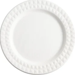 Assiette carton x8 canne à sucre bagasse contour façon diamant blanc Ø23cm
