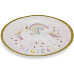 Assiette carton x8 motif licorne Ø23cm