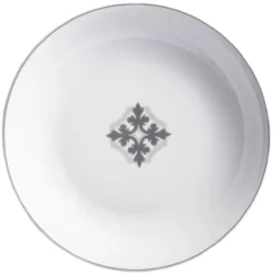 Assiette creuse blanche carreau de ciment flocon Ø21cm