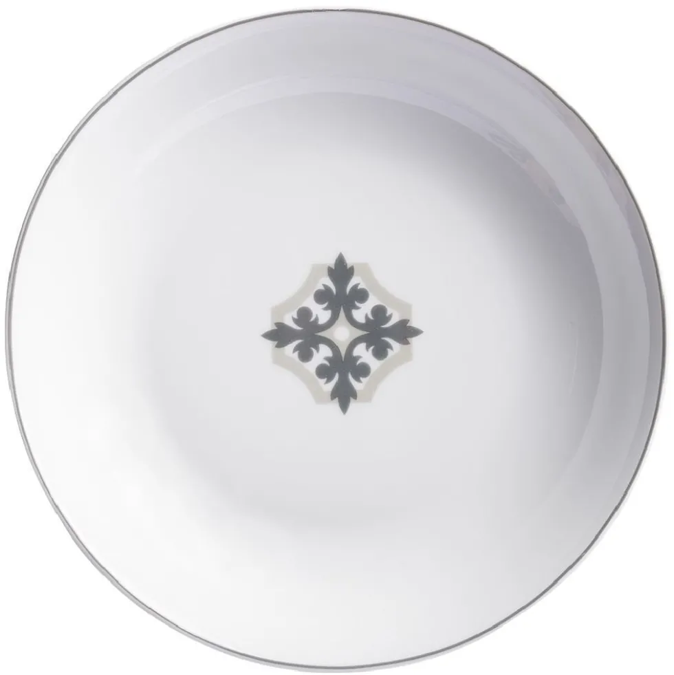 Assiette creuse blanche carreau de ciment flocon Ø21cm