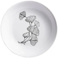 Assiette creuse blanche décor fleur noire Ø21cm