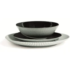 Assiette creuse décor rayon noir Ø18cm