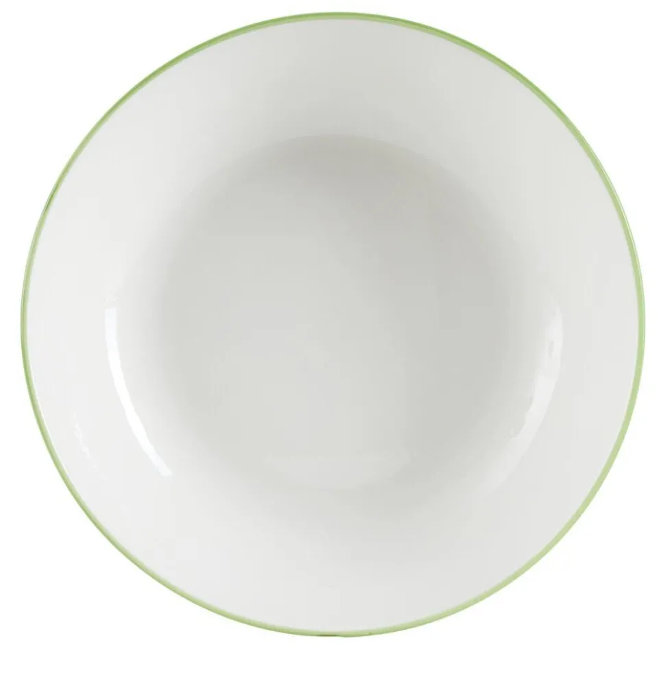 Assiette creuse porcelaine blanc liseré vert Ø20cm