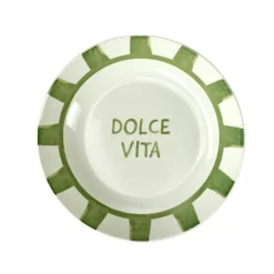 Assiette creuse porcelaine "Dolce Vita" blanche et verte Ø20cm