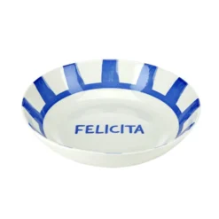 Assiette creuse porcelaine "Felicita" blanche et bleue Ø20cm