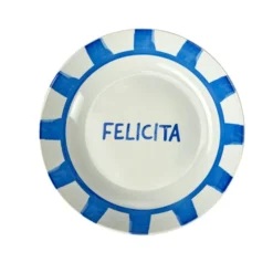Assiette creuse porcelaine "Felicita" blanche et bleue Ø20cm