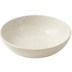 Assiette creuse ronde arabesque céramique beige Ø18,5cm