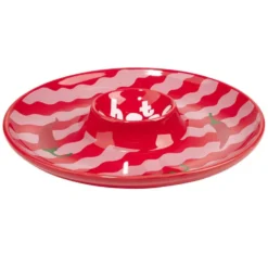 Assiette de présentation dolomite compartiment sauce motif piment Ø24cm (2 modèles)
