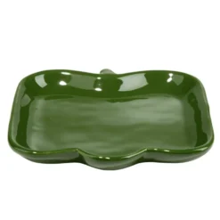 Assiette de présentation porcelaine forme poivron vert 15x15cm