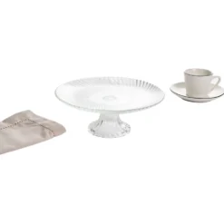 Assiette de présentation sur pied verre transparent Ø19,7xH8cm