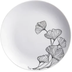 Assiette à dessert blanche décor fleur noire Ø19cm