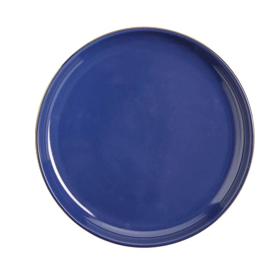 Assiette à dessert bleue bordure dorée Ø20cm