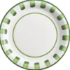 Assiette à dessert carton x8 blanc contour motif vert Ø18cm