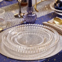 Assiette à dessert céramique transparente bord perle Ø20cm