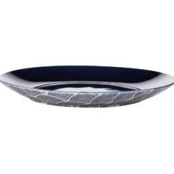 Assiette à dessert décor vague japonaise bleu et blanc Ø20cm