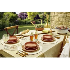 Assiette à dessert faïence Terracotta bord liseré crème Ø20cm