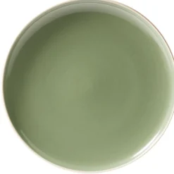 Assiette à dessert faïence vert bord liseré crème Ø20cm