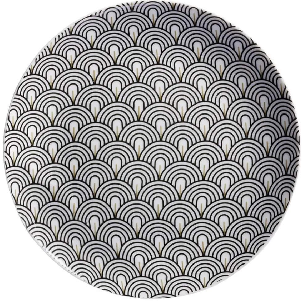Assiette à dessert motif vague japonaise gris Ø19cm